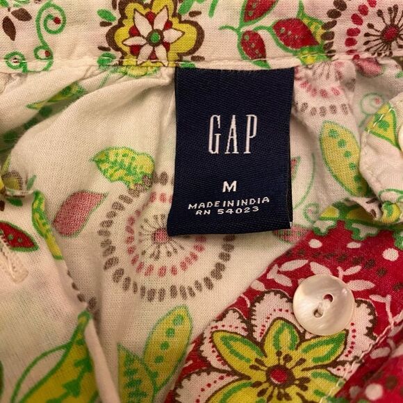 Gap Boho Inspired Floral Henley Long Sleeve Top Size Medium - Picture 10 of 13